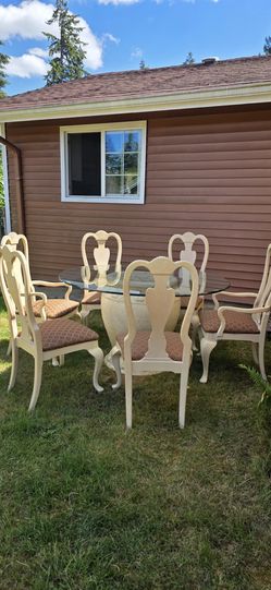 Round Glass Dining Table Set with 6 Chairs