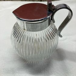  Vintage Chase Brass & Copper Company art deco Glass & Chrome Jubilee Syrup Pitcher Jug MCM