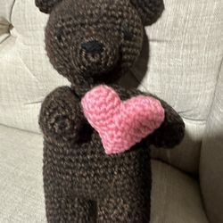 Handmade Crocheted Bear With Heart 