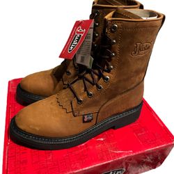 Brand New Brown Livestock Justin Boots Size 9 D