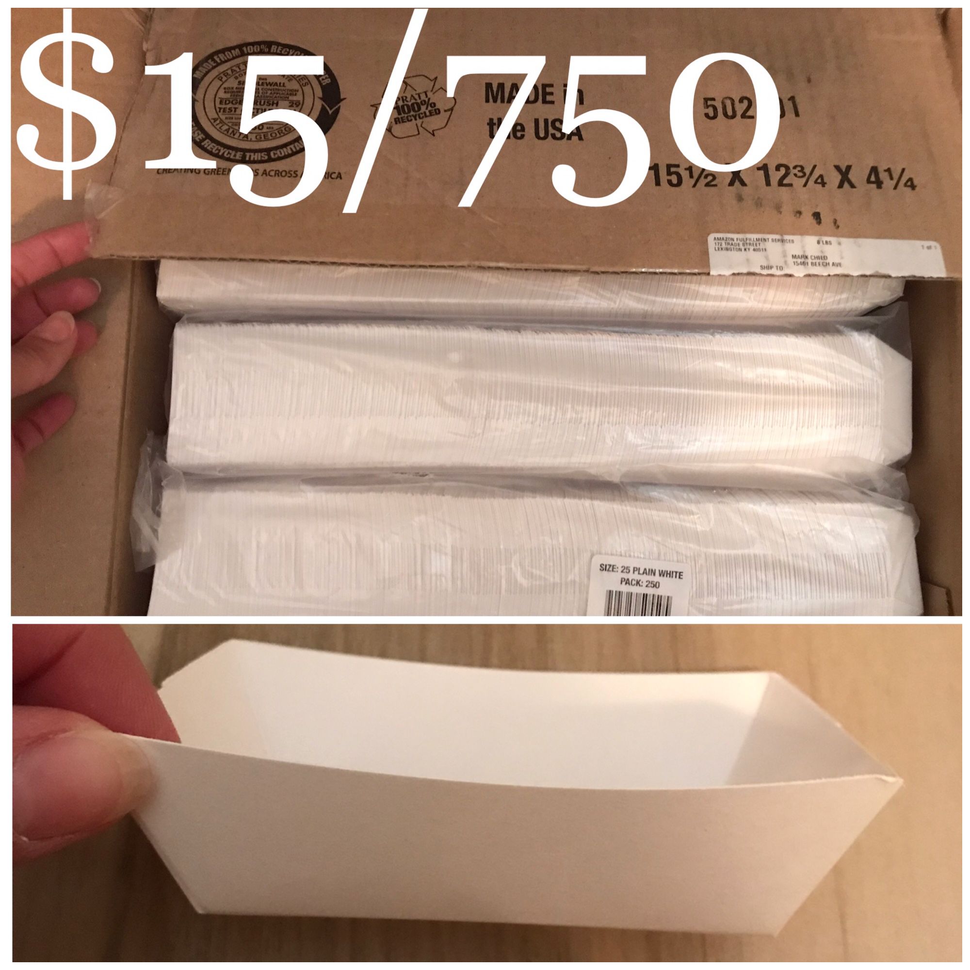 White Food Trays/Boats - 1/4 Pound