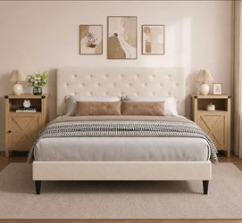 Set of 3 Full Bed Frame and 2 nightstands.