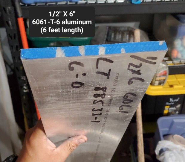 1/2" X 6" X 6 foot length aluminum flat bar