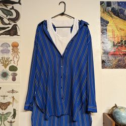 Striped Blue Button-Up