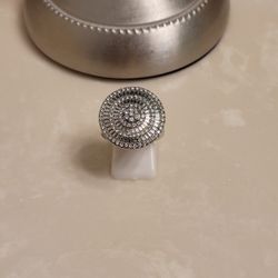 Silver and CZ Statement Ring Size 9