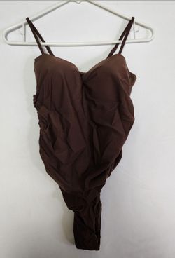 MATTE COLLECTION Women Brown Ruched One Piece Swimsuit Size L