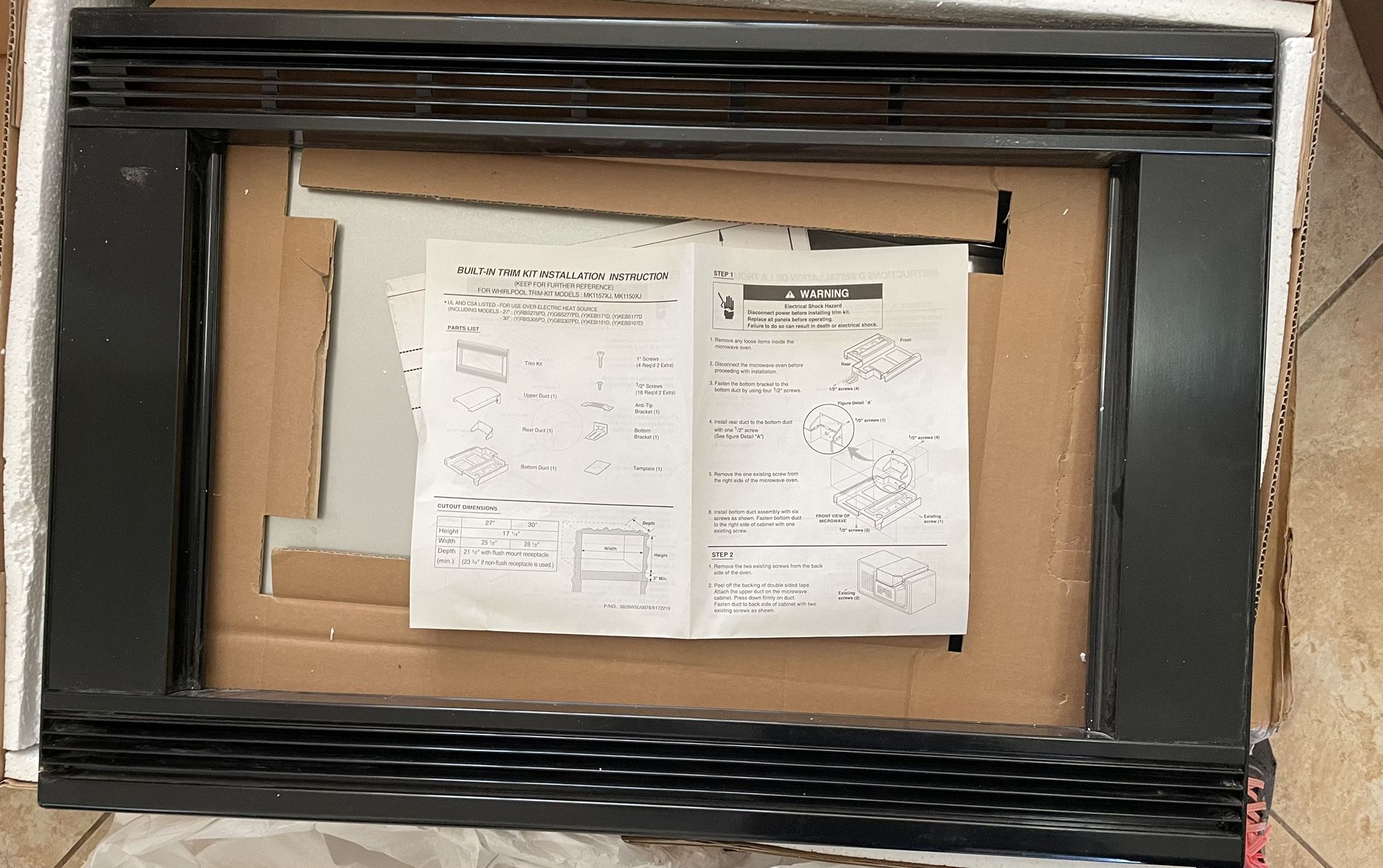 Trim Kit For Built in Microwave