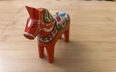 Swedish Wooden Dala Horse - 4" - Made by Nils Olsson Hemslojd AB in Nusnas, Sweden - Mint Condition