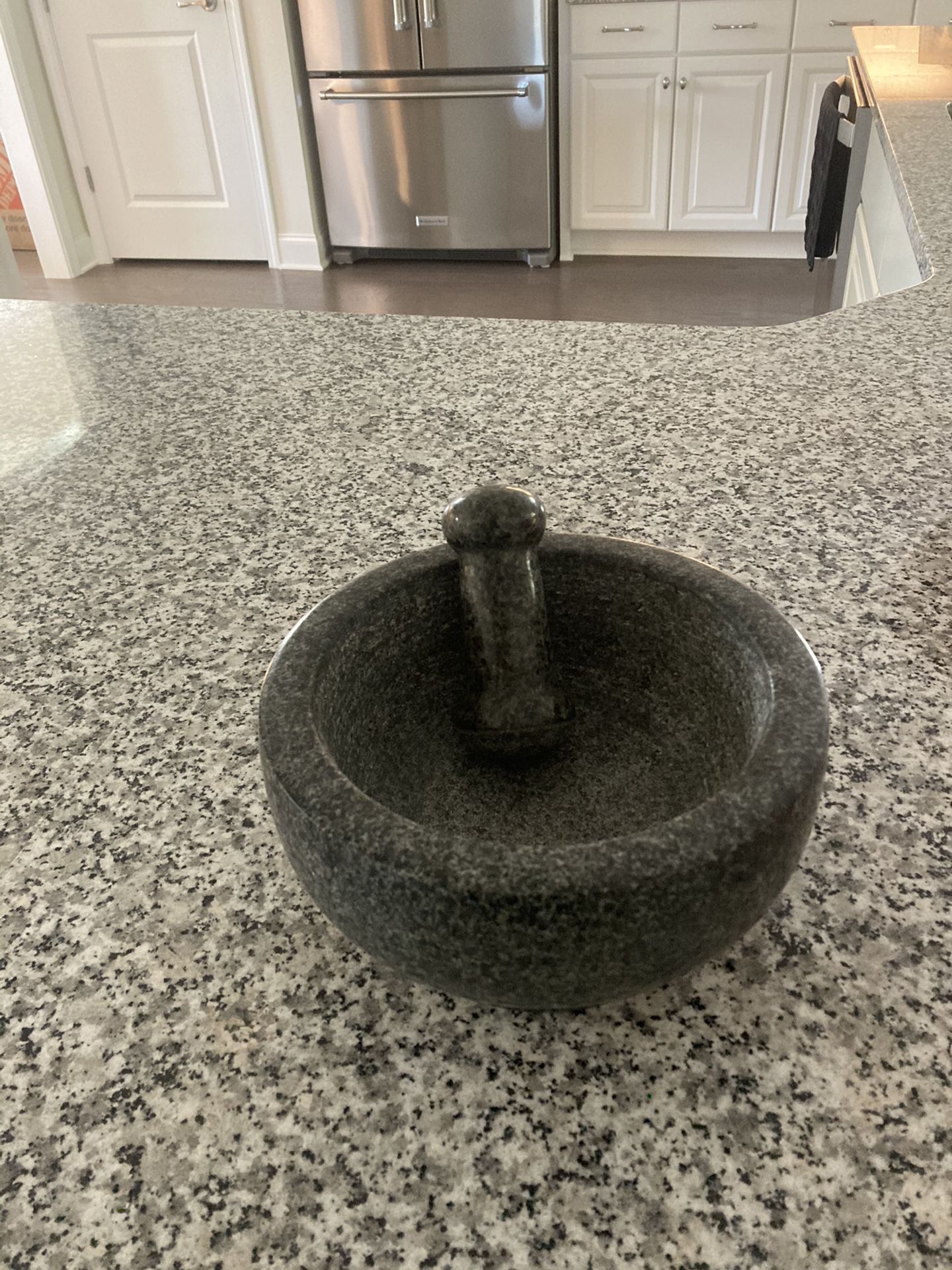 Casa Maria Polished stone mortar and pestle.