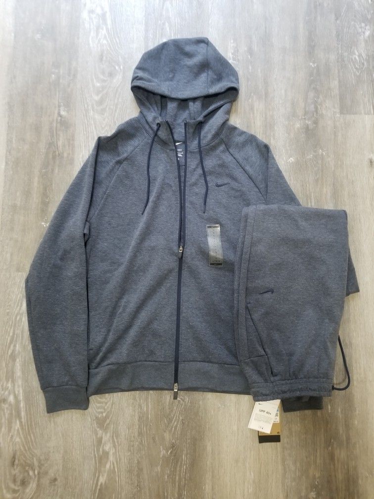 Mens Nike Drifit UV Zip Up Hoodie And Joggers Size L/M