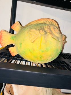 Puffer fish garden statue planter