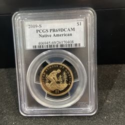 2009 S Gem Proof Native American Dollar Graded At PR69 Deep Cameo E-1