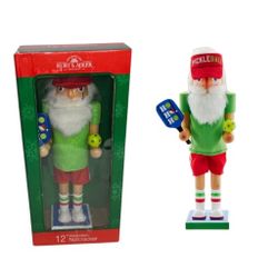 Kurt Adler 12" Wooden Pickleball Nutcracker Multicolor Holiday Sports Christmas 
