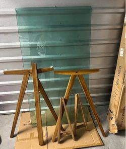 BRAND NEW Modern Rectangular Tempered Glass Table with a wooden frame