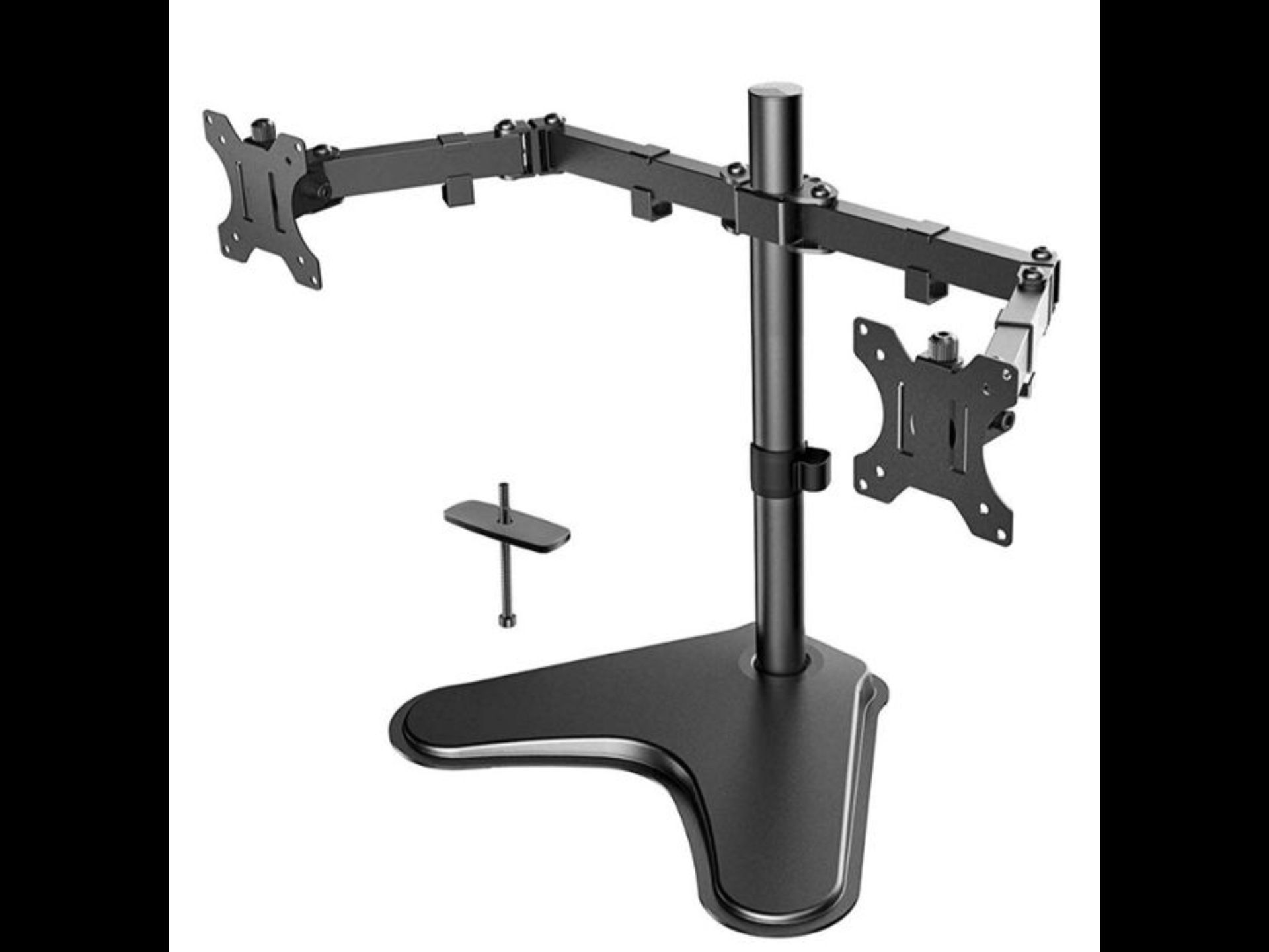 Dual Monitor Stand - Free Standing Height Adjustable, Two Arm Monitor Mount for Two 13 to 32 inch LCD Screens with Swivel and Tilt, 17.6lbs per Arm.