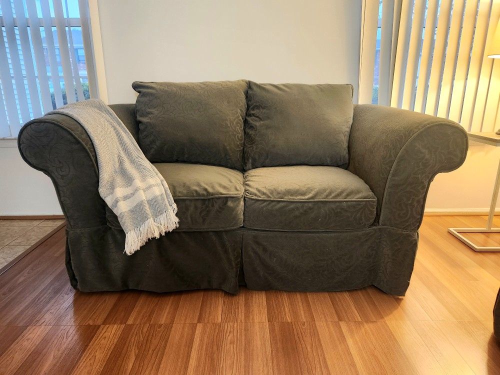 Slip Cover Loveseat And Table MOVING SALE