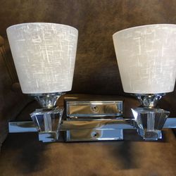Vanity Light with Opaque Glass Shades, Two lights, Crystal-like Light Base with 2 Extra Glass Shades