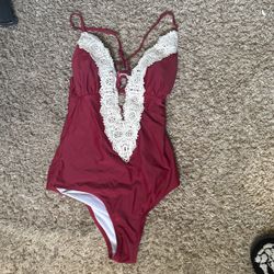 Sexy One Piece Maroon Bathing Suit