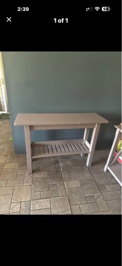 Gray Wood Console Table with Bottom Shelf