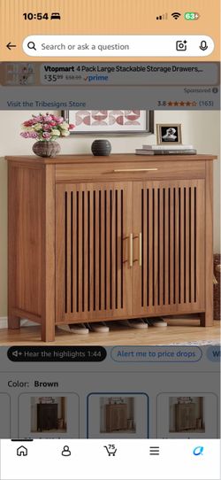 Tribesigns Brown Wood Shoe Storage Cabinet