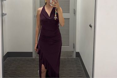 Purple Halter Neck Ruched Maxi Dress