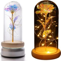New Beauty and The Beast Rose, Galaxy Artificial Rose, Forever Love Rose and LED Light in A Glass Dome, $30 Or Best Reasonable Offer 