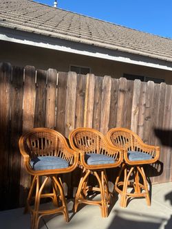 Rattan Swivel Barstool Chairs