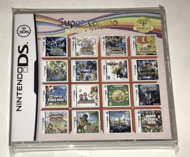 208 in 1 Games Cartridge Multicart for Nintendo DS 3DS 2DS DSI(Pokemon, Mario, Dragon Ball, & More)