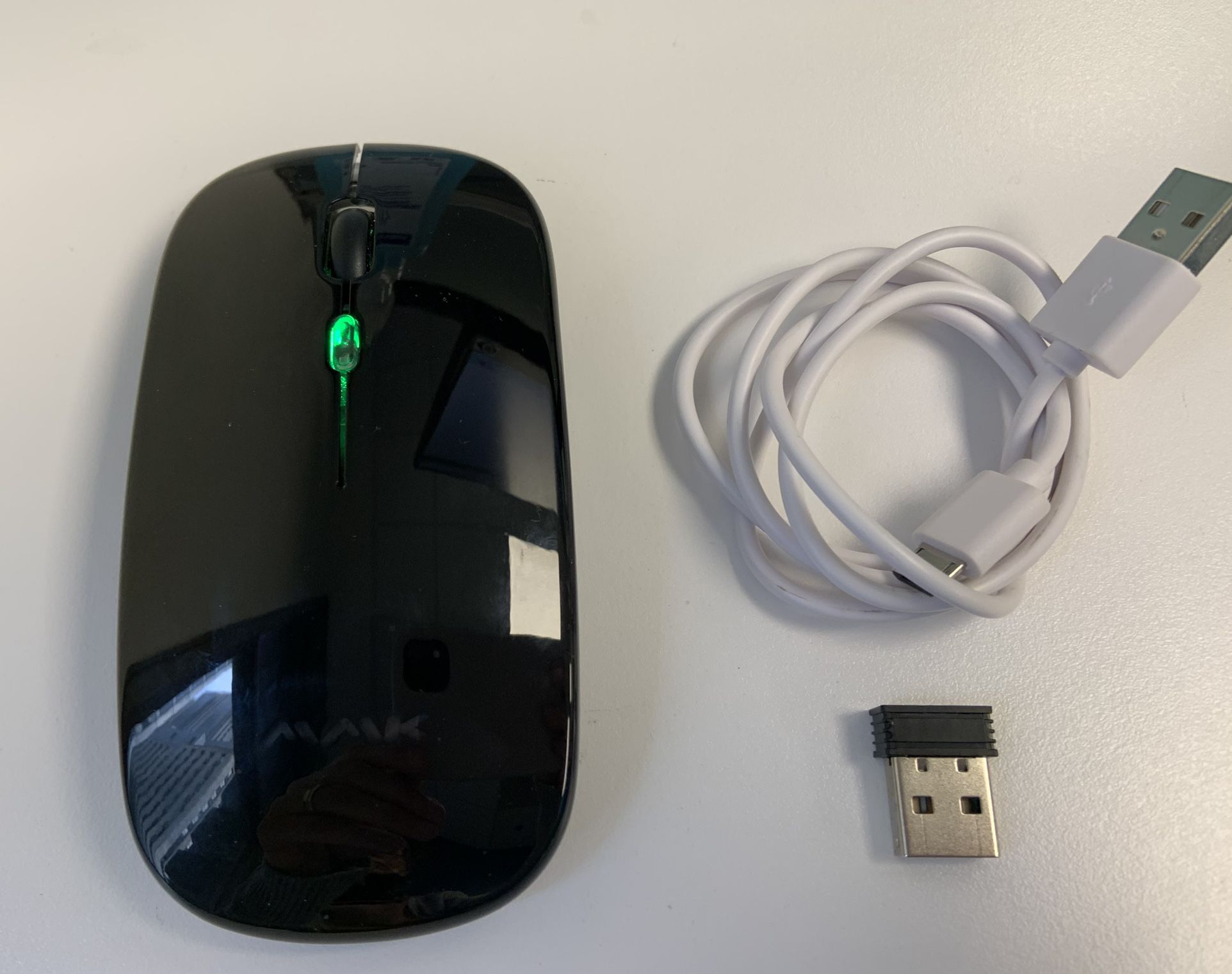 MAK Black Rechargeable Bluetooth + USB Wireless Mouse, Slim  Design