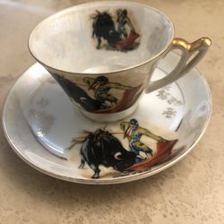 Vintage Bull Fighter Cup And Saucer