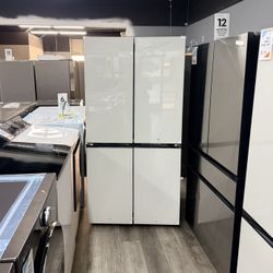🔥SAMSUNG BESPOKE 23 CUBIC FT. COUNTER DEPTH FOUR DOOR FLEX REFRIGERATOR WHITE GLASS🔥