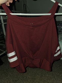 Maroon Varsity Stripe Crop Top