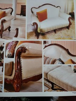 Classic Style Living Room Set / Cream Color Fabric