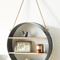 Metal & Wood Barrel Shelf 