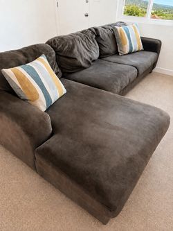 Brown L shaped couch free delivery