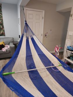 White and blue hammock