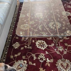 Glass And Brass Coffee Table