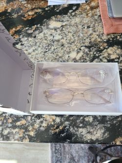2, Rimless reading glasses rectangle blue light blocking