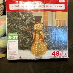 Light Up Sparkling Burlap Snowman