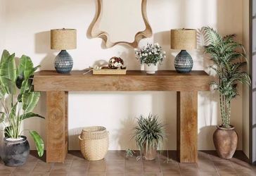 JW0908 new assembled Farmhouse Console Table, 63-Inch Long Narrow Sofa Table Behind The Couch, Wooden Rectangular Entryway Table for Entrance, Hallway