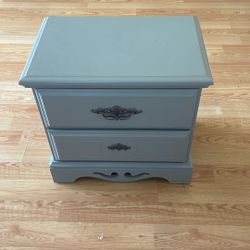 Grey wooden nightstand - Two Drawers 