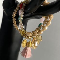 beautiful bracelet with crystal stones and gold plate