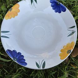 Vintage Italy La Primula Daisy Hand Painted 13" Serving Bowl Pasta Salad