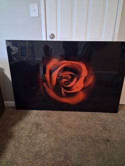 Large Glass Rose Wall Art Print on Glossy Panel