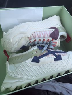 off-white c/o virgil abloh cream white and blue size 8