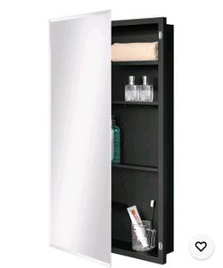 20x36 Black Bathroom Medicine Cabinet Mirror Recessed Surface Mount Metal