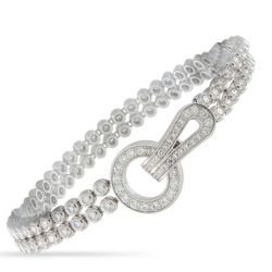 CARTIER Agrafe 18K White Gold 4.33ct Diamond Bracelet ‼️