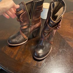 Brown, Leather, Free Bird Boots