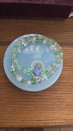 Crystal Beaded Bracelet Green and Clear