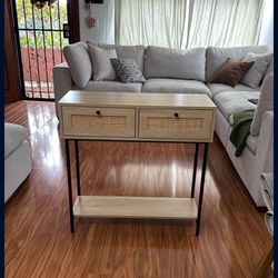 light Rattan Two Drawers entrance Table